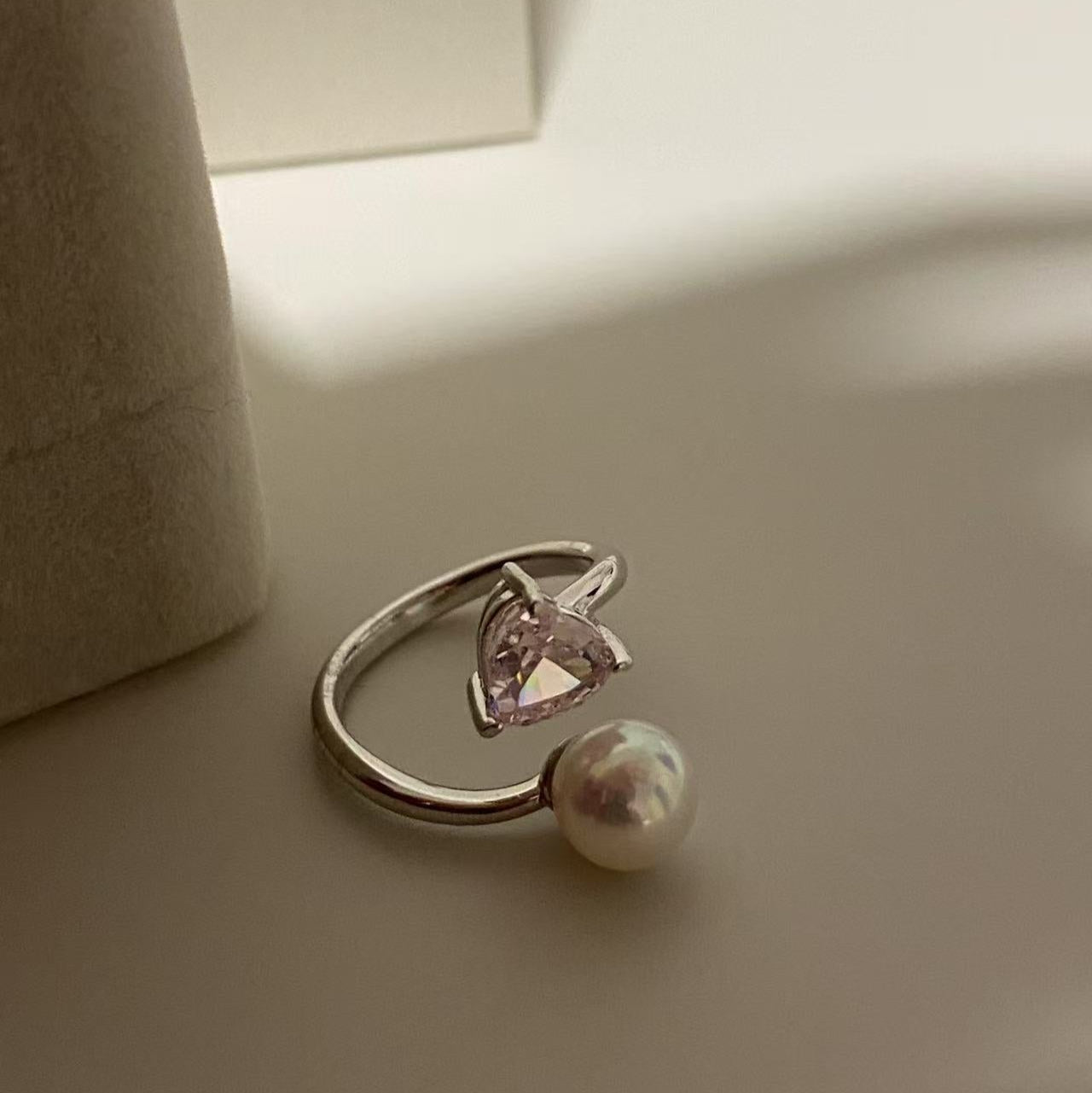 Pink Heart Akoya Pearl Ring ARS7800