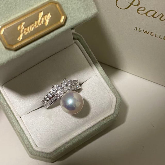 10-11mm Lucky Clover Aurora Freshwater Pearl Ring
