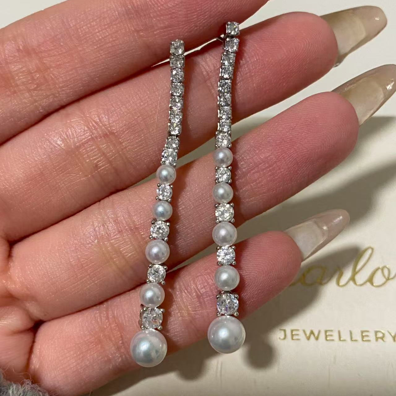3.5-6mm Multi-pearl Tassel Earrings