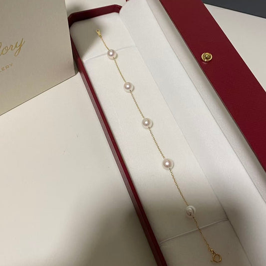 18K Gold Gypsophila Akoya Pearl Bracelet  AB18K0700