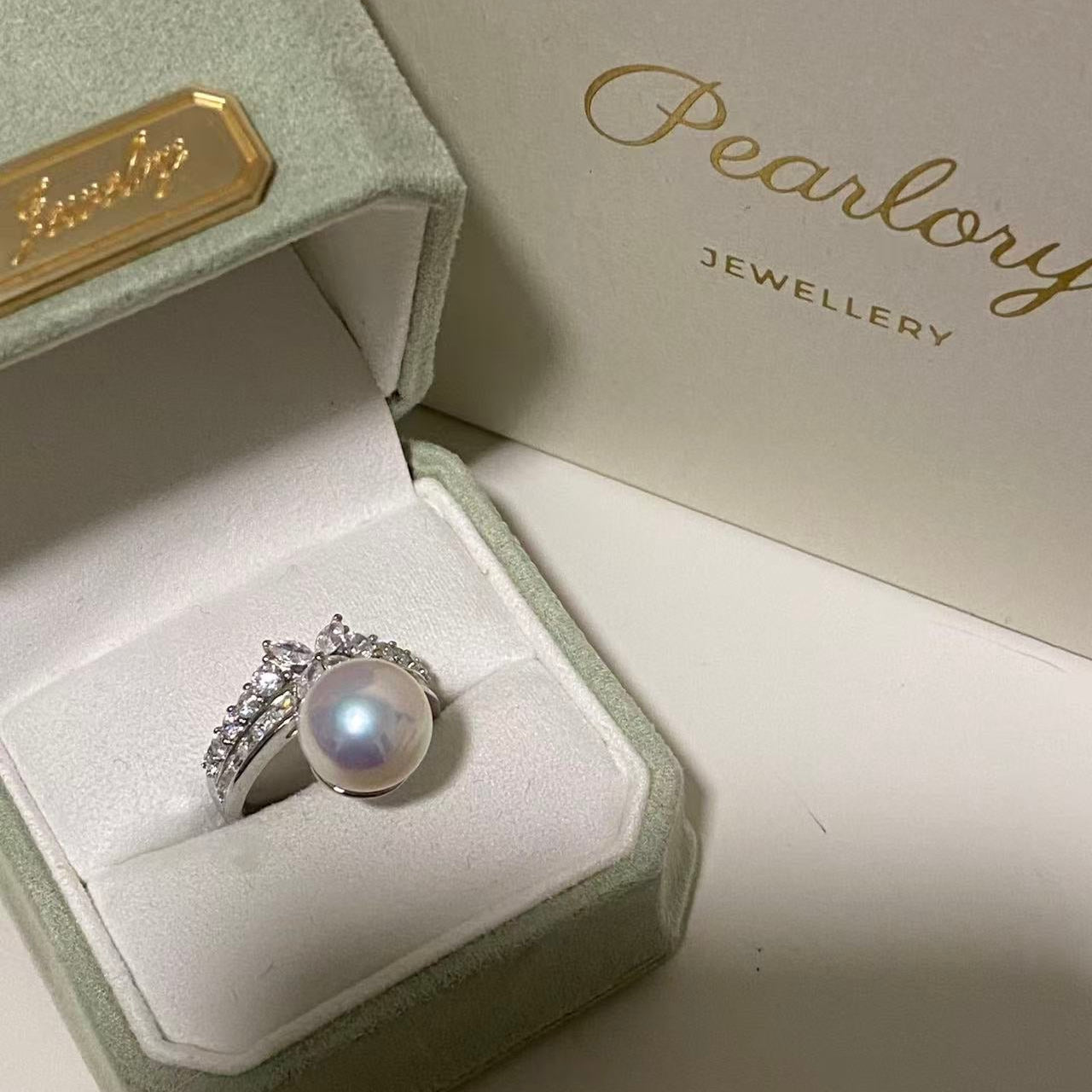 10-11mm Lucky Clover Aurora Freshwater Pearl Ring