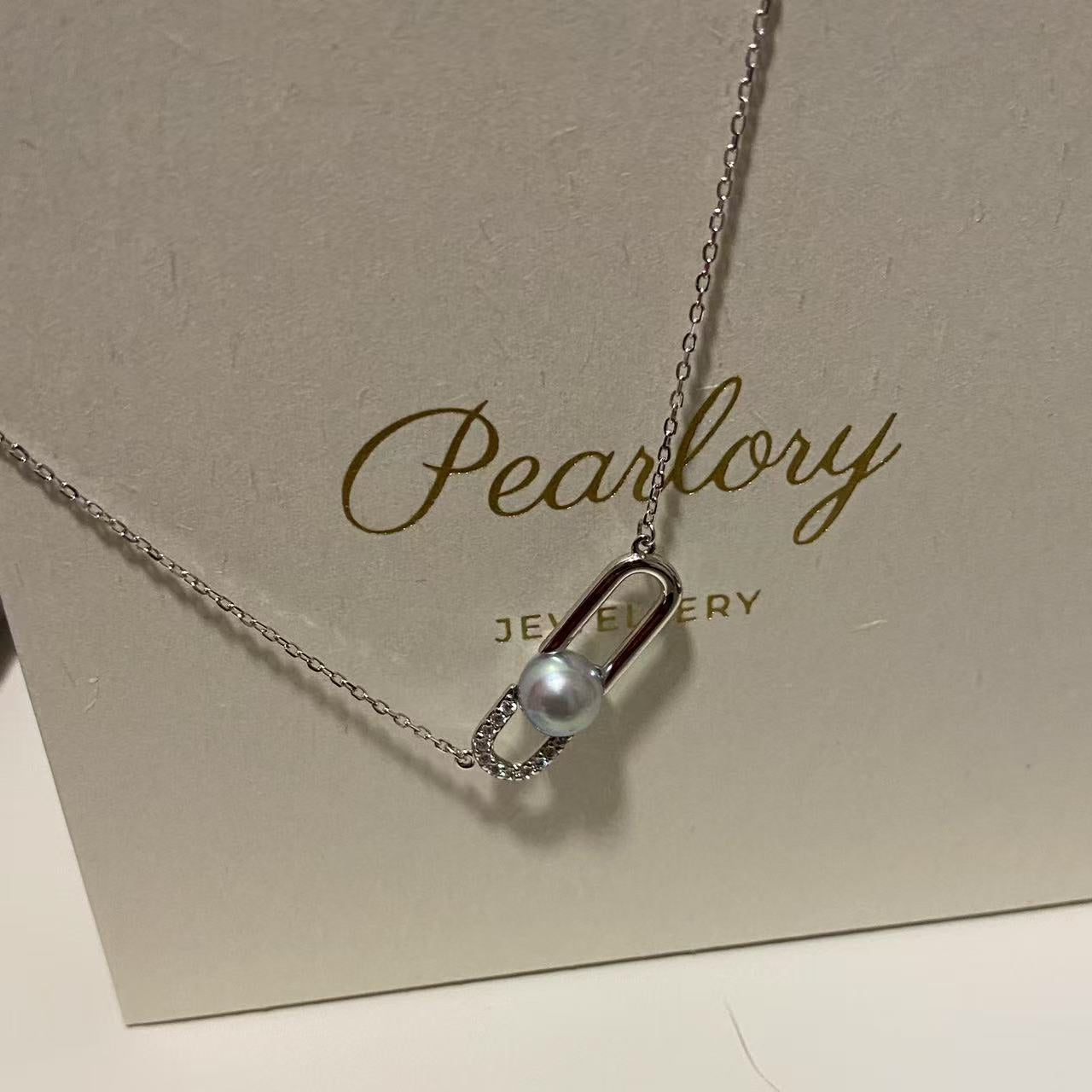 7-8mm Brooch Akoya Grey Pearl Necklace AGNS7800