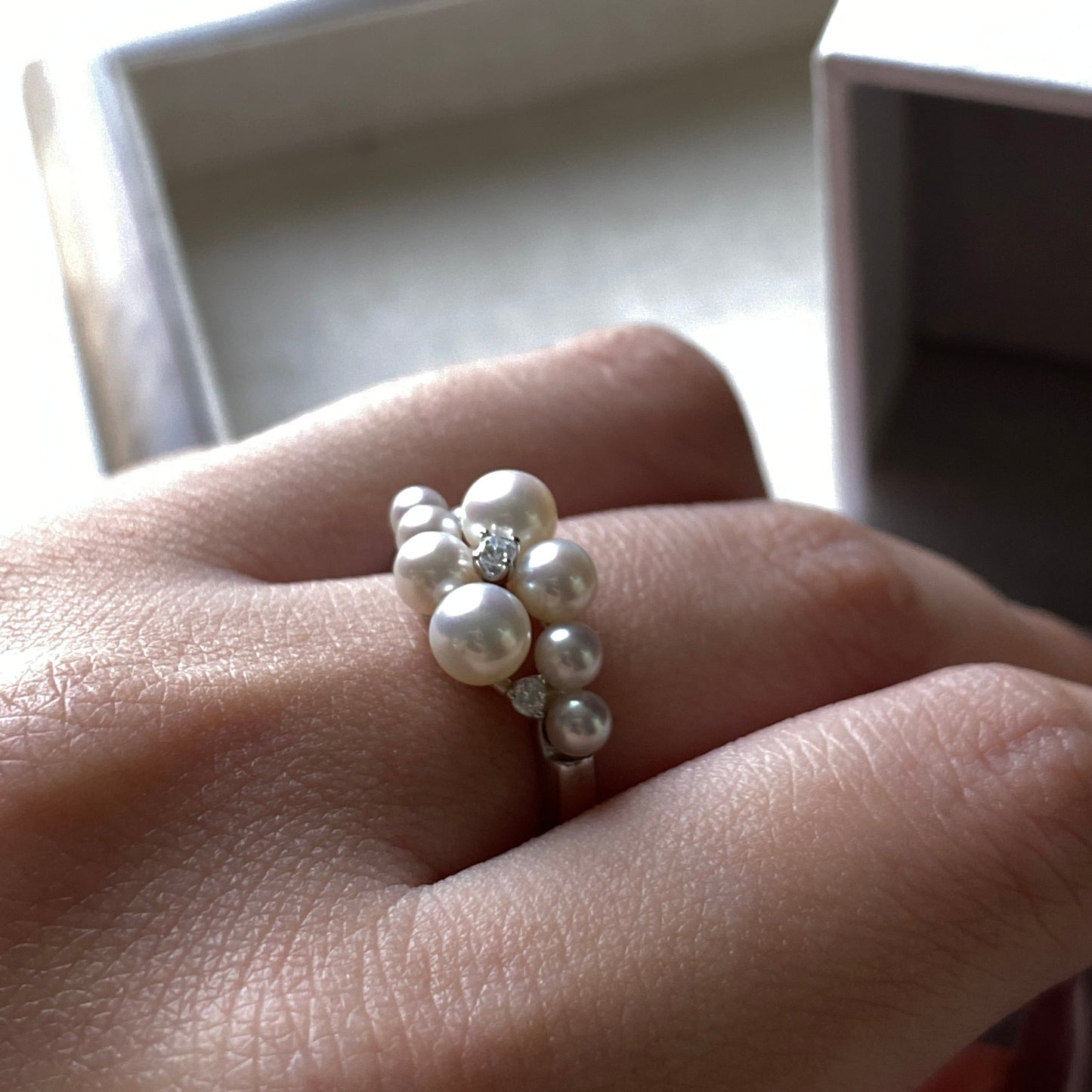 (Pre-order) Popcorn Style Aurora Freshwater Pearl Ring FRS0365