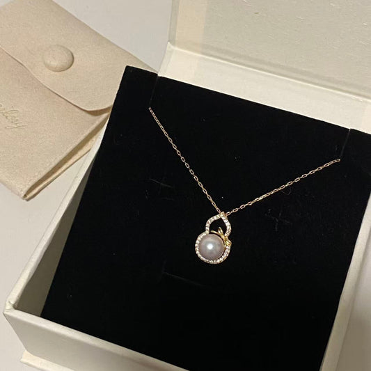 (Pre-order) 8.5mm Golden Gourd Akoya Pearl Necklace ANSG8500