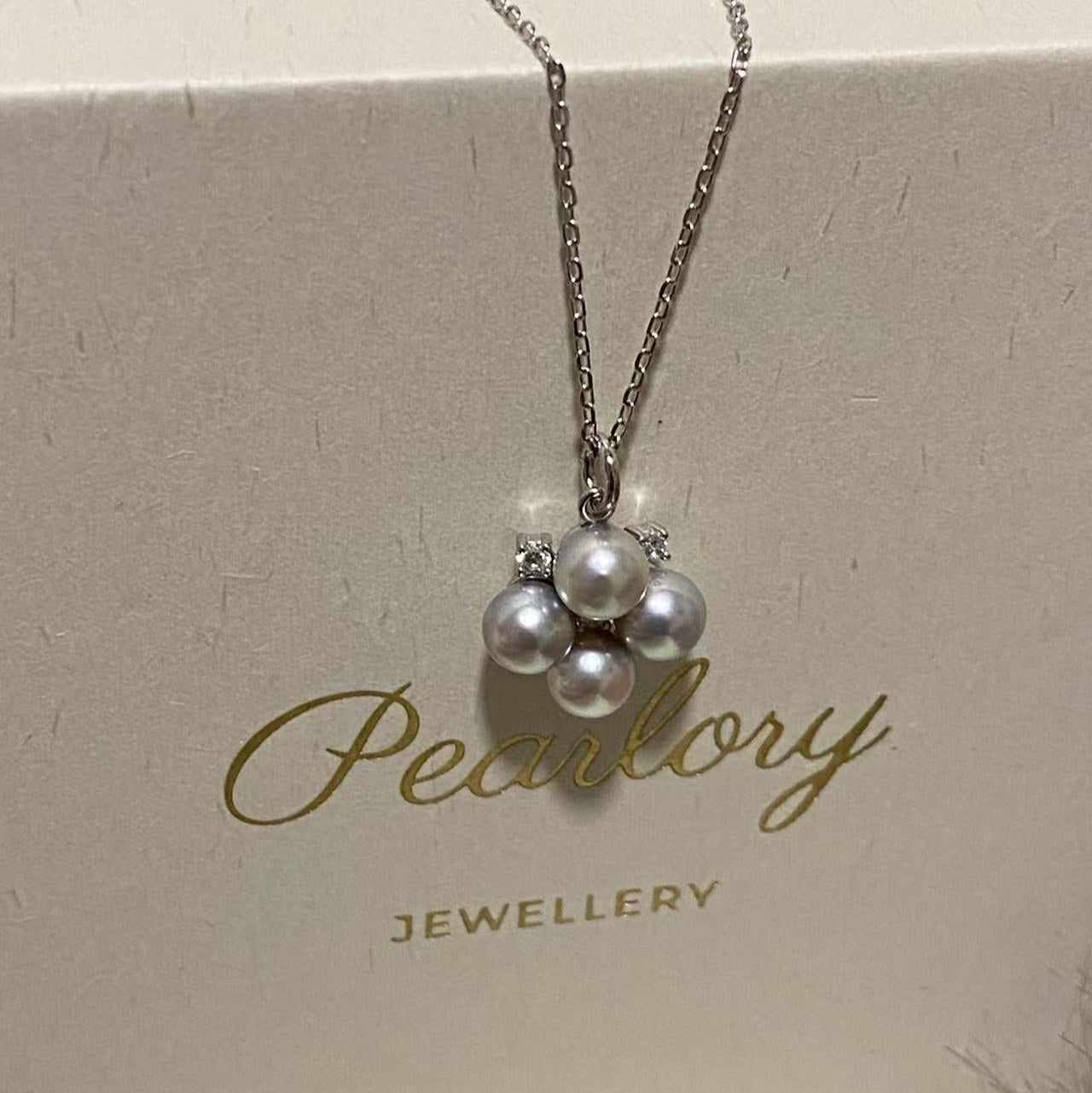 5.5-6mm Four-Leaf Clover Akoya Gray Pearl Necklace ANS5560