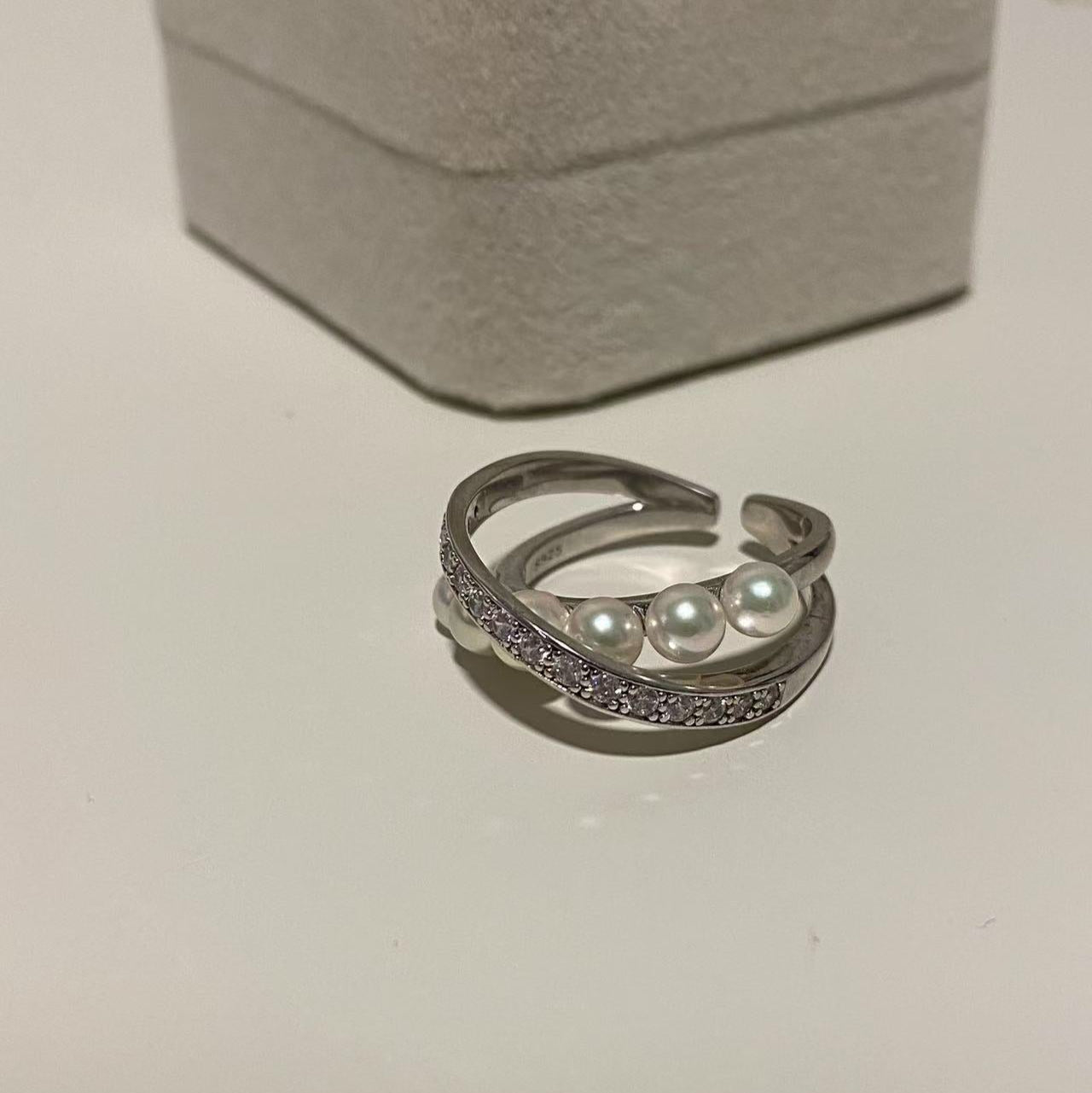 4-5mm Akoya Pearl Row Ring ARS4500