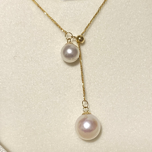 Double Akoya Pearl Y Style Necklace AN18K0685