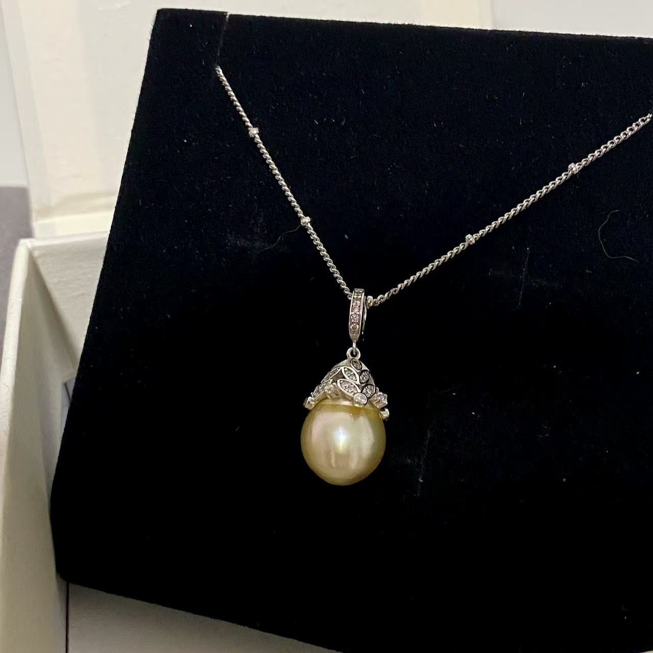 11-12mm Mini Straw Hat South Sea Golden Pearl Necklace
