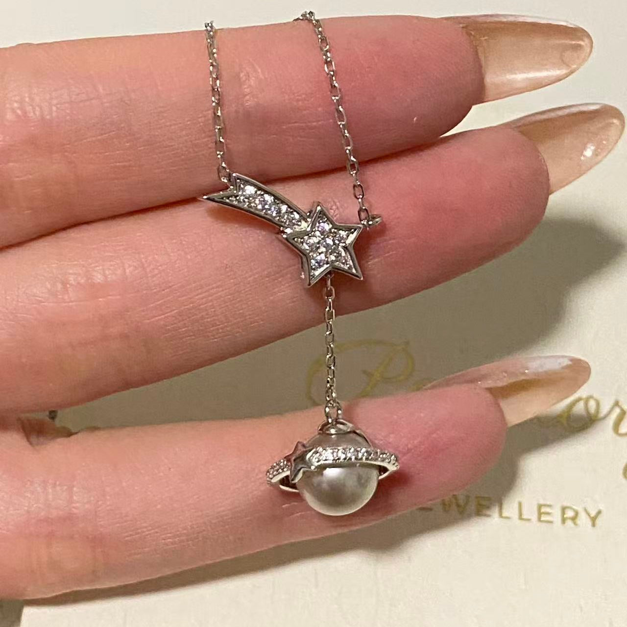 8.5mm Comet Akoya Grey Pearl Necklace