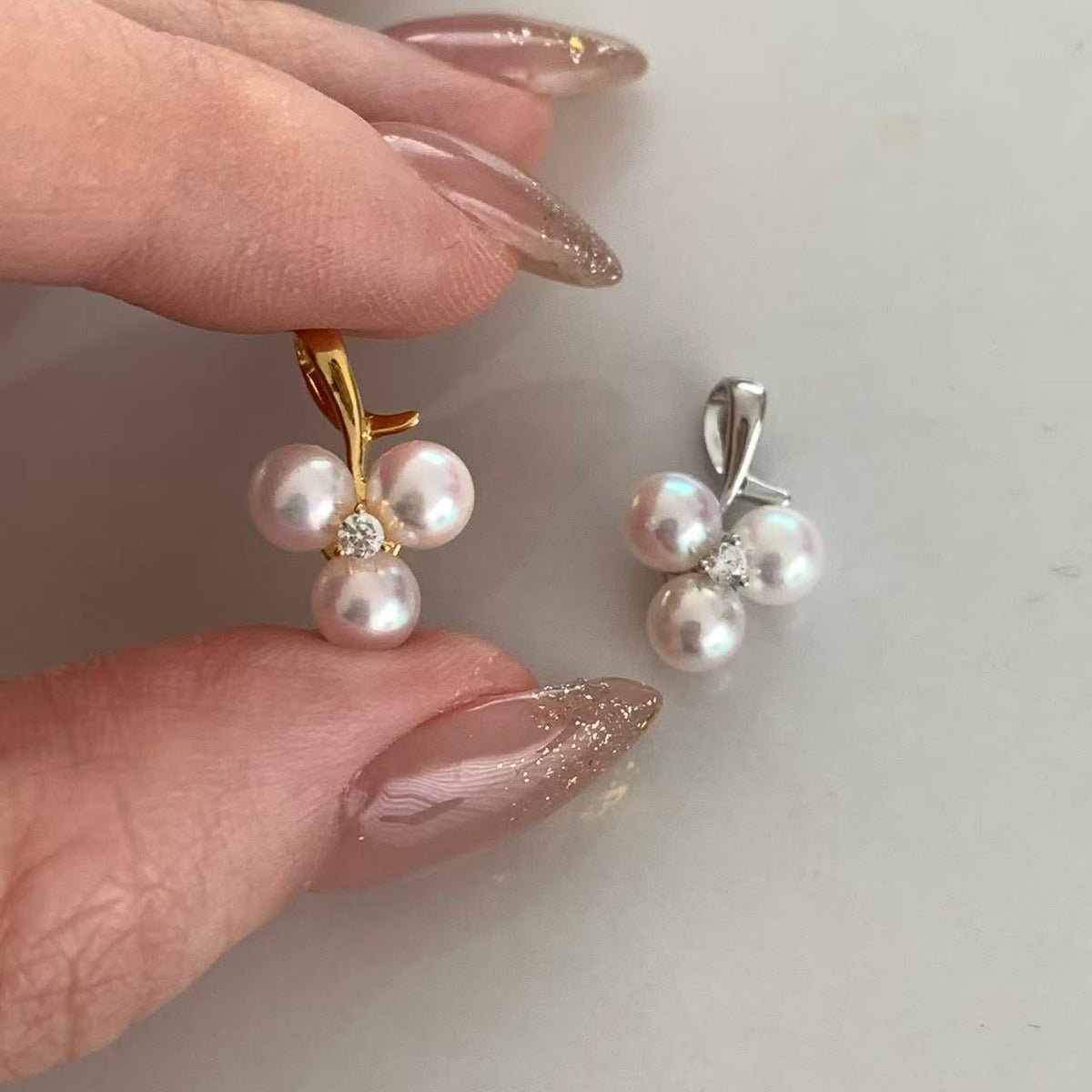 5-5.5mm Akoya Little Cherry Pearl Necklace (Silver/Gold)