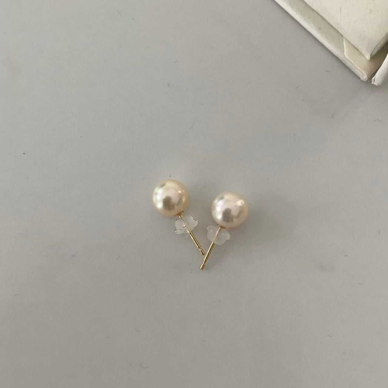 7-7.5mm Akoya Golden Feather Pearl Stud Earrings