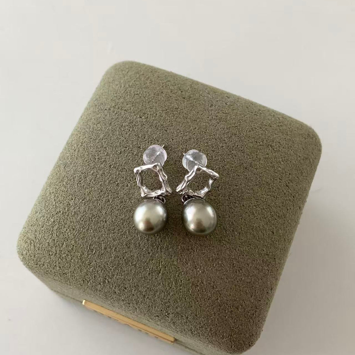 Mini Geometric Tahitian Pearl Stud Earrings