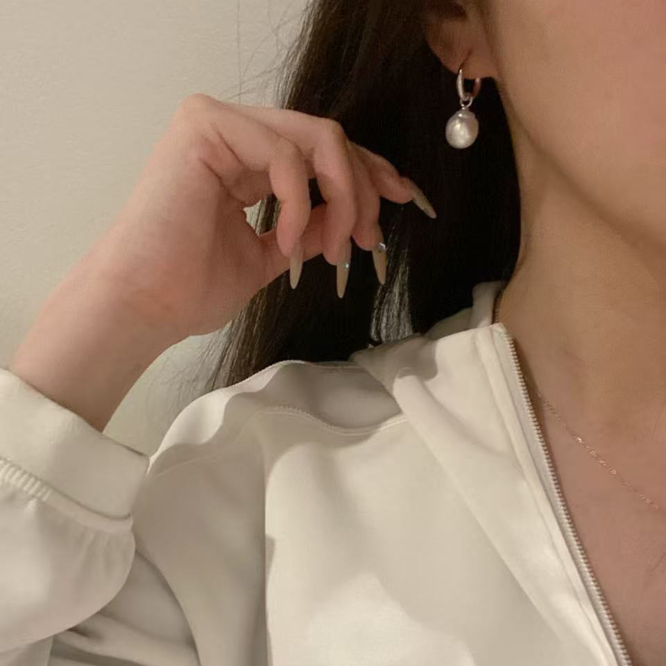 11-12mm Stylish Australian South Sea Pearl Hoop Earrings SES1213