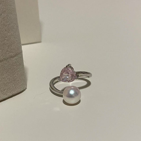 Pink Heart Akoya Pearl Ring ARS7800