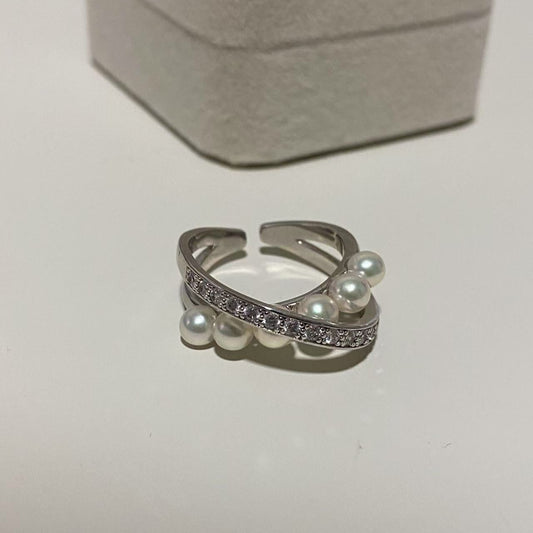 4-5mm Akoya Pearl Row Ring ARS4500