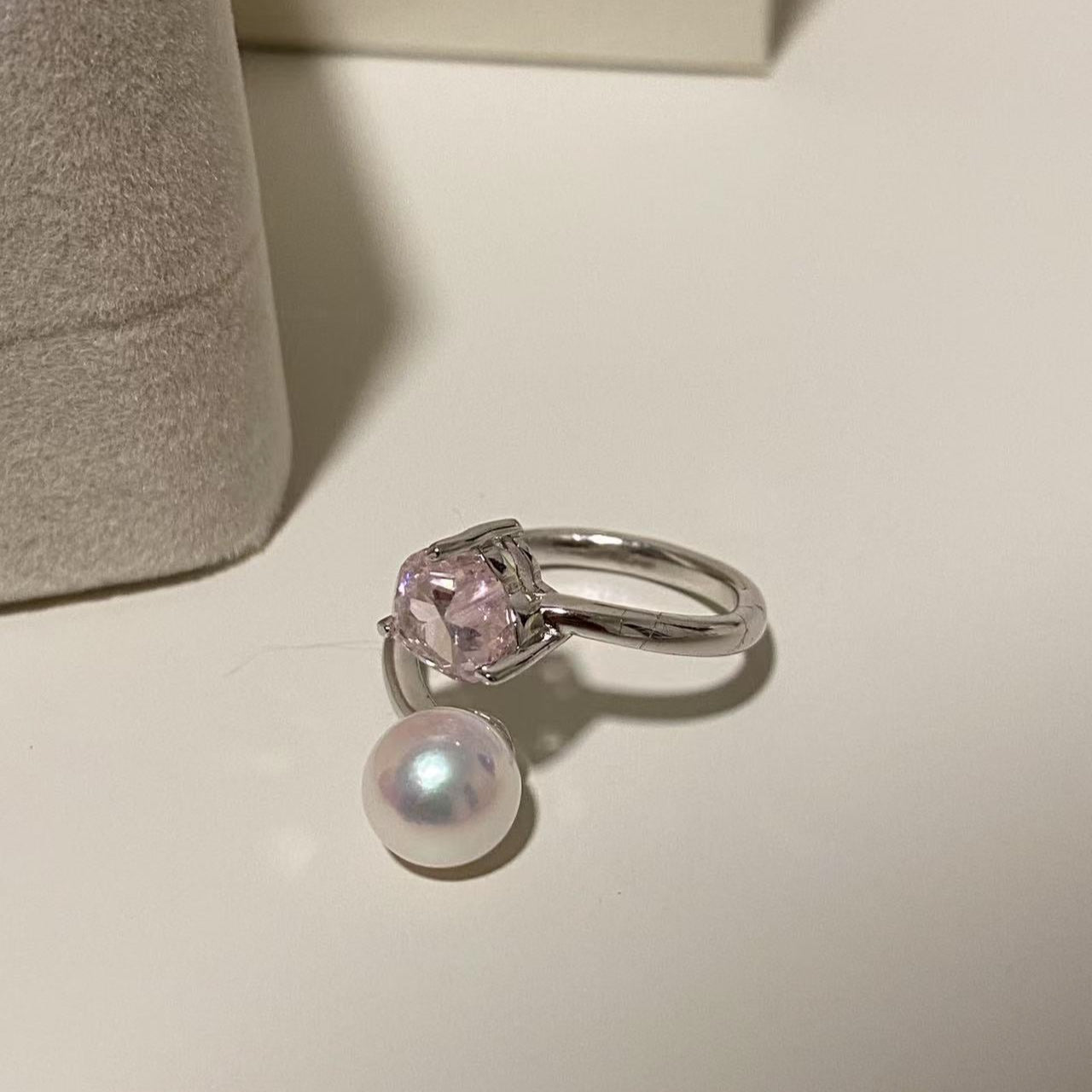 Pink Heart Akoya Pearl Ring ARS7800