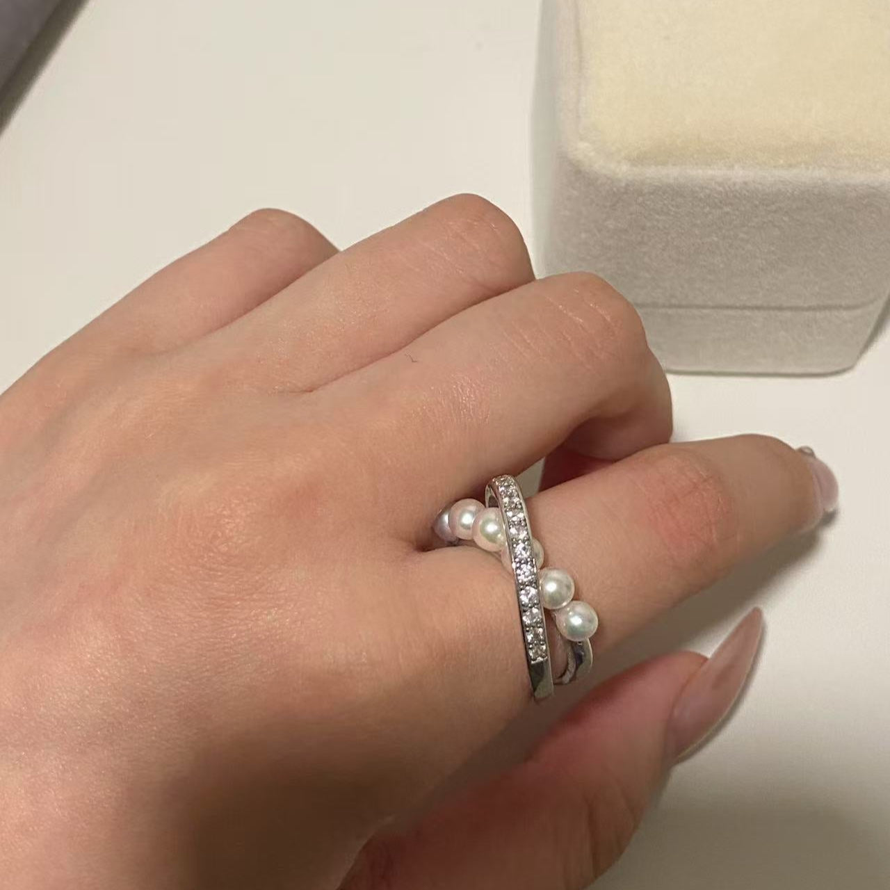 4-5mm Akoya Pearl Row Ring ARS4500