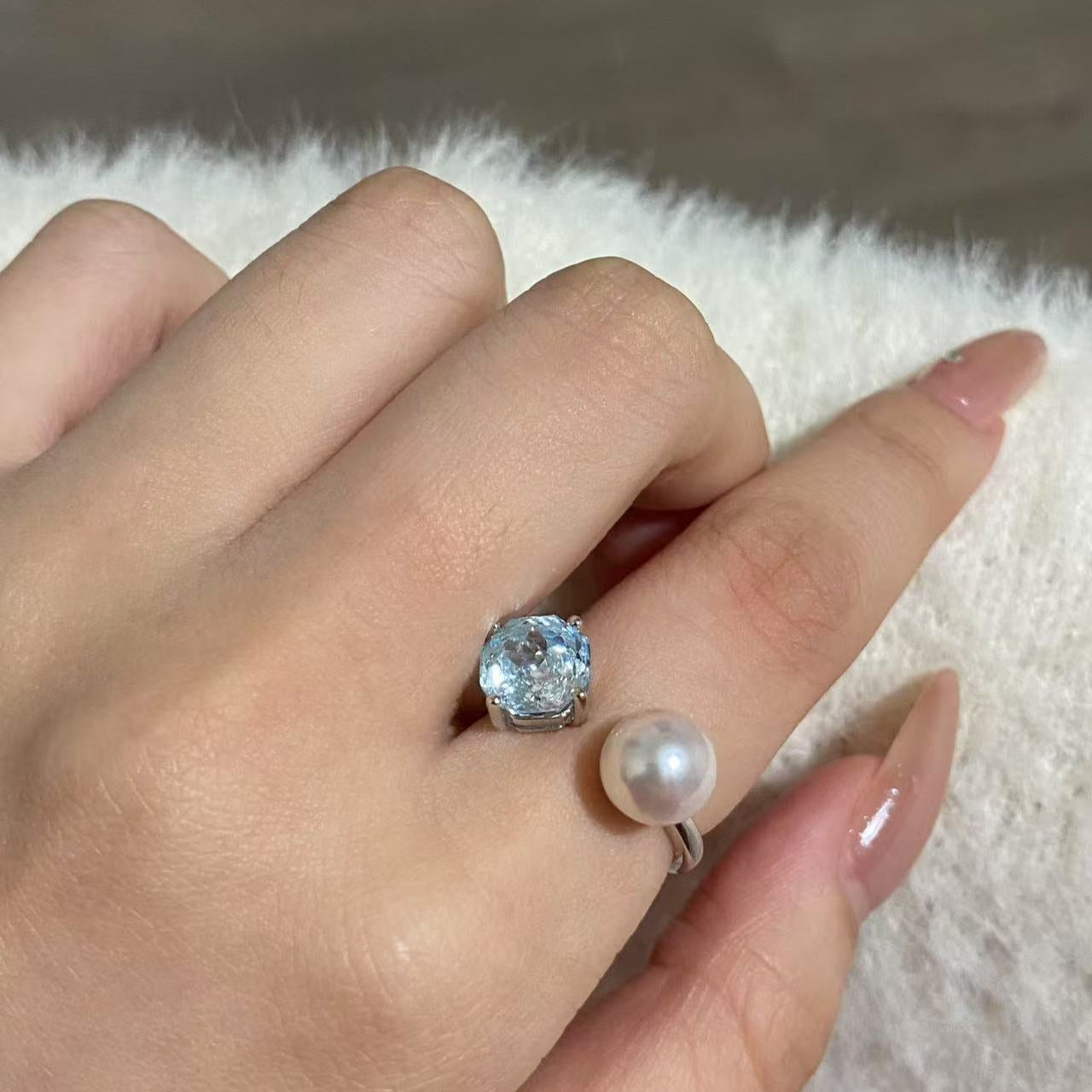 Blue Rock Sugar Akoya Pearl Ring ARS8000