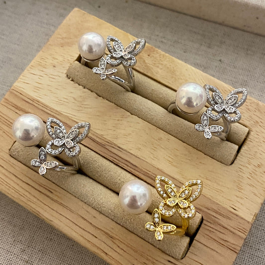 (Pre-order) 8.5-9mm Butterfly Aurora Freshwater Pearl Ring FRS0859