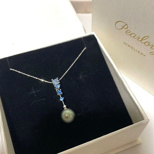 Blue ZirconTahitian Pearl Necklace