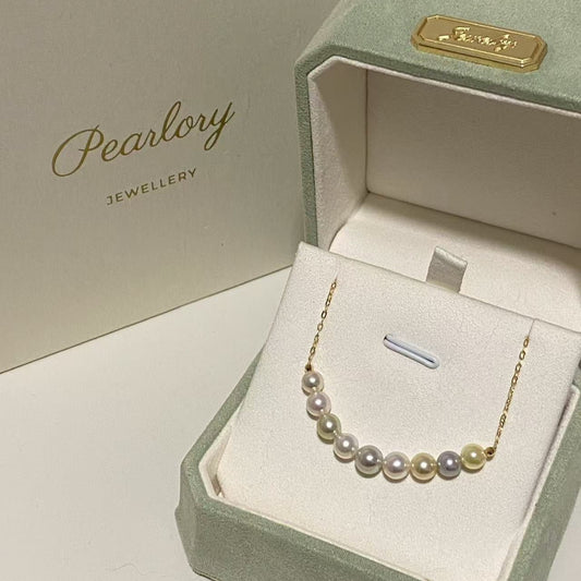 18K Gold Colorful Candy Akoya Pearl Necklace AN18K5550