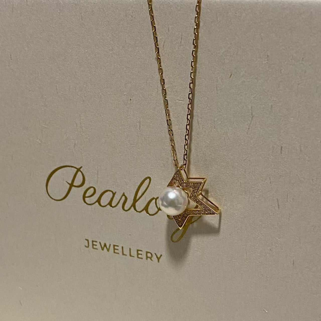 18K Solid Gold Comet Akoya Pearl Necklace AN18K6800