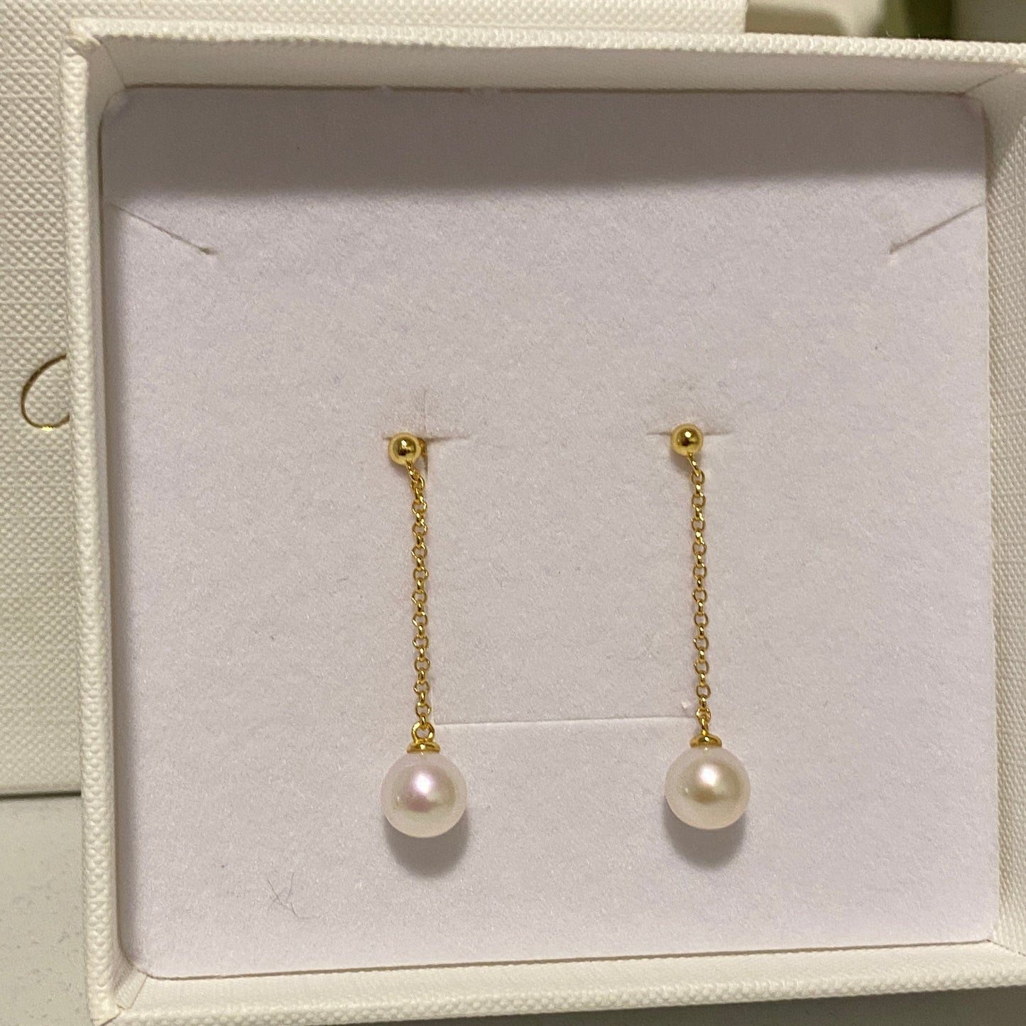 Long Threader Freshwater Pearl Earrings - Gold FESG7580