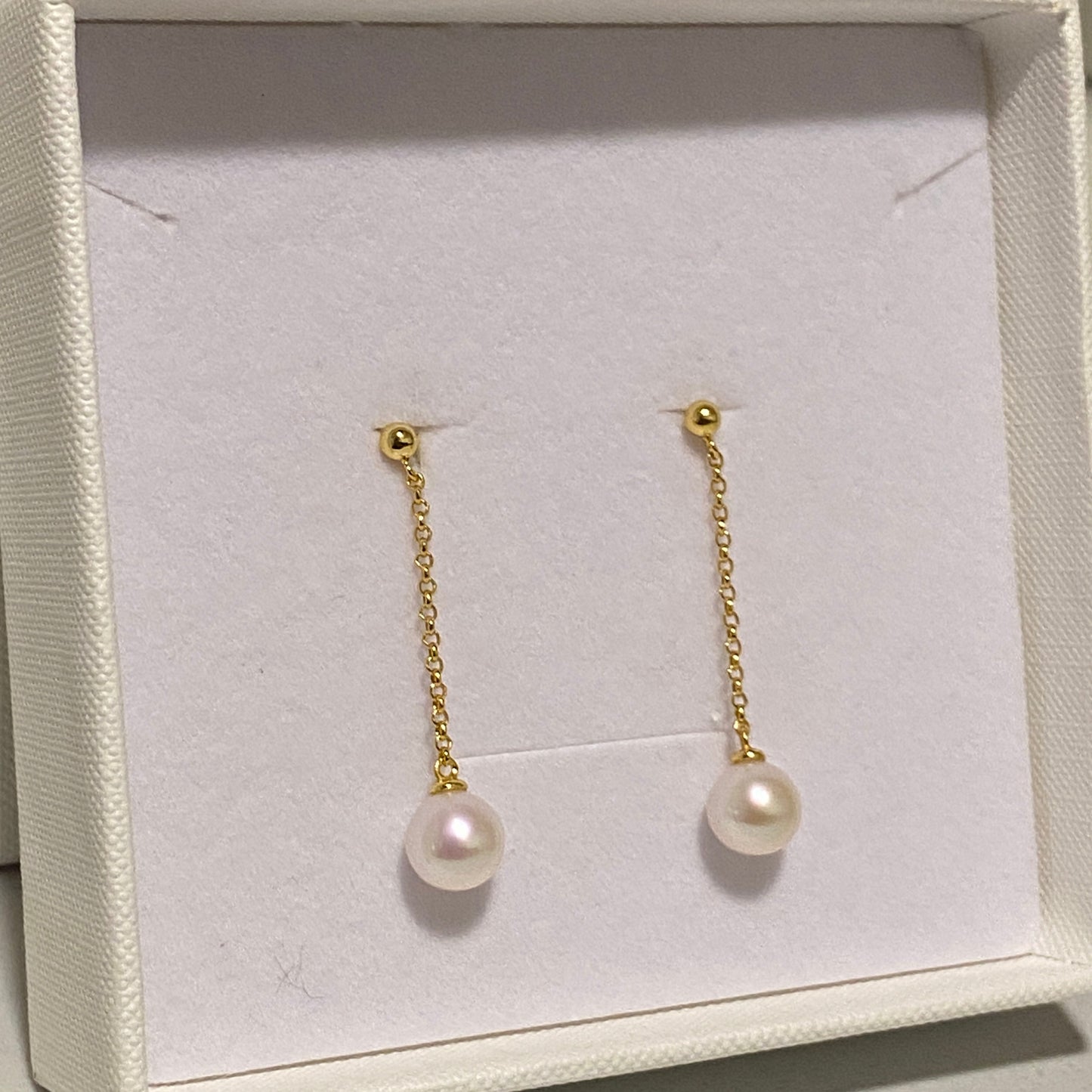 Long Threader Freshwater Pearl Earrings - Gold FESG7580