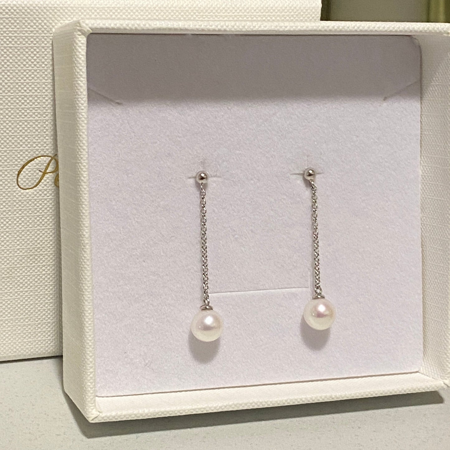 Long Threader Freshwater Pearl Earrings - Silver FES7580
