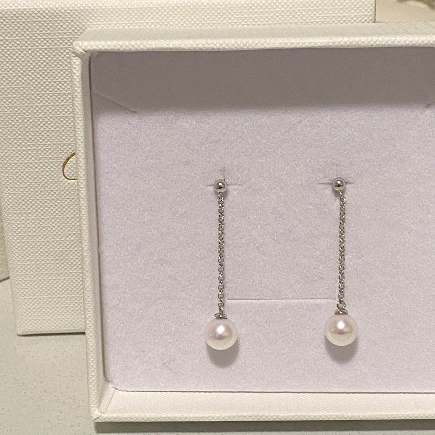 Long Threader Freshwater Pearl Earrings - Silver FES7580