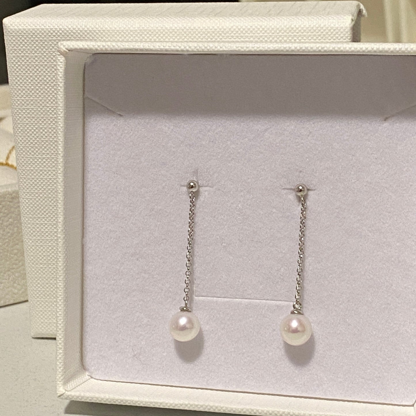 Long Threader Freshwater Pearl Earrings - Silver FES7580