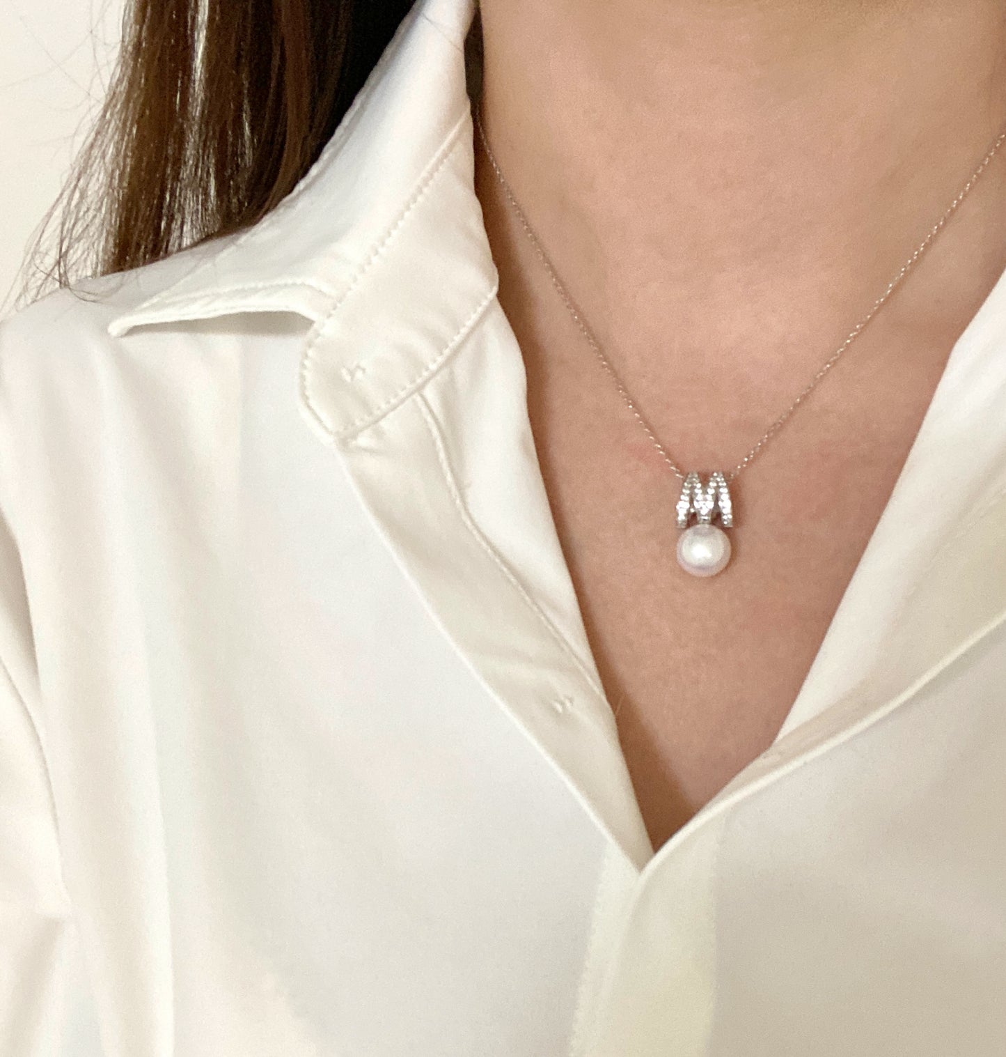 M Shape Aurora Freshwater Pearl Necklace FNS1080