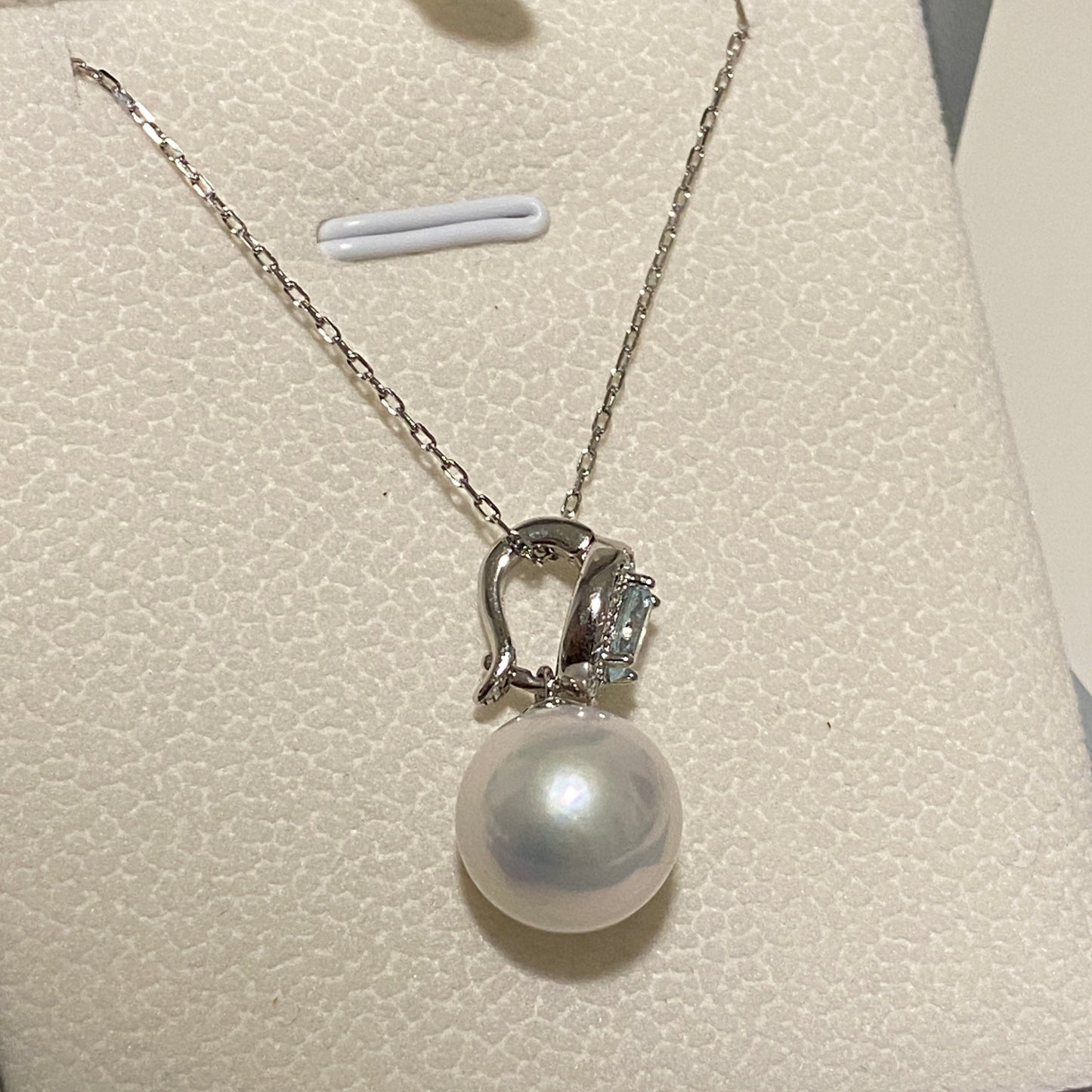 Aquamarine Zirconia Freshwater Pearl Necklace FNS0012