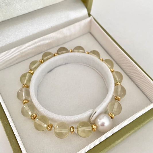 Natural Citrine Australian South Sea Pearl Bracelet ASBSG9500
