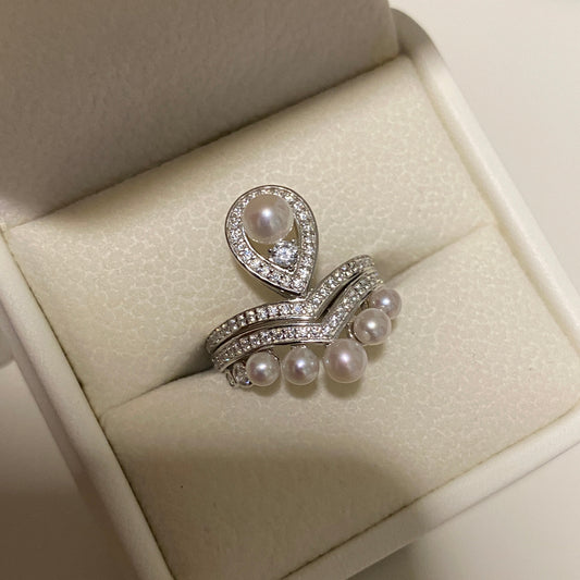 (Pre-order) Aurora Crown Freshwater Pearl Ring Sets FRS3550