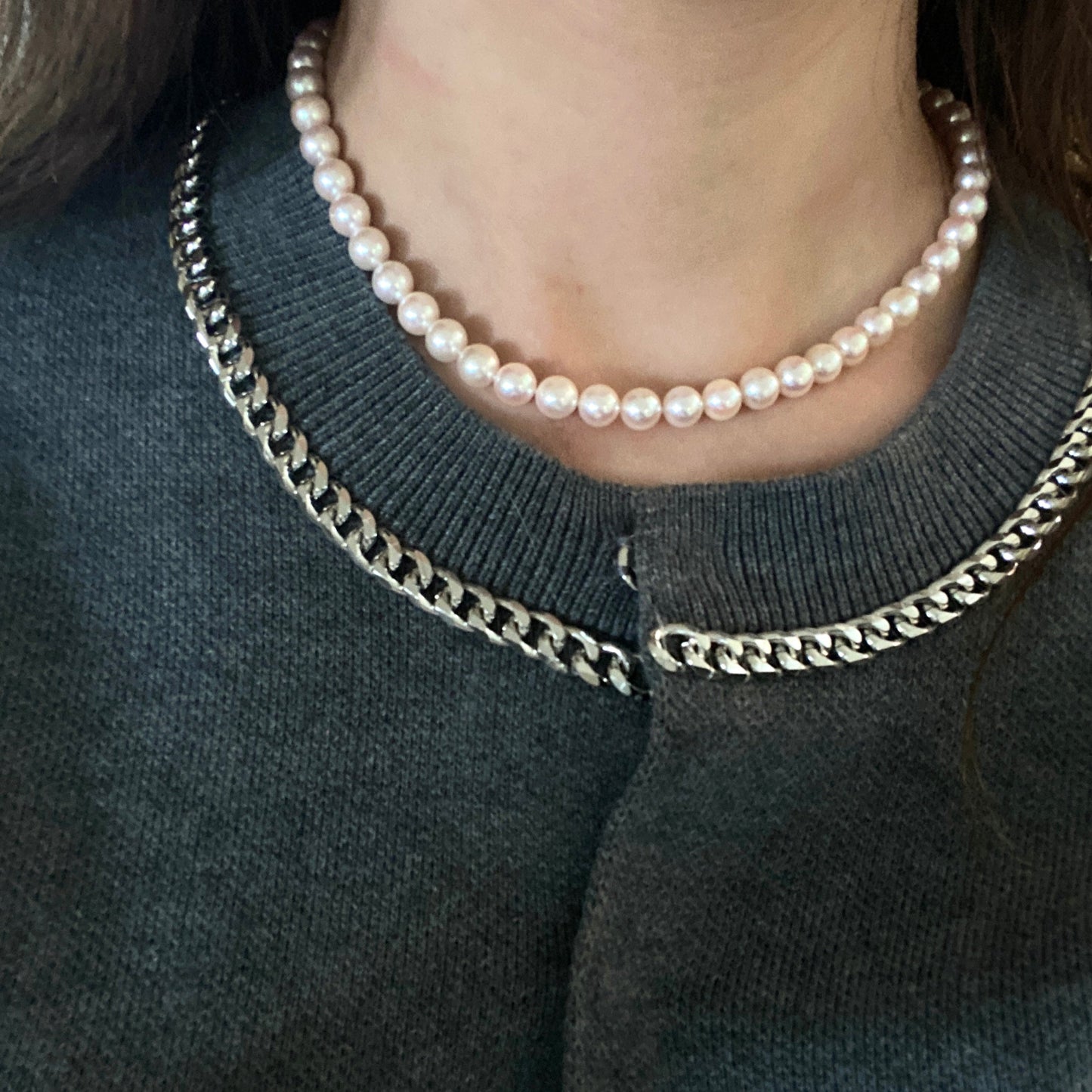 Collier d'ampoule Akoya, 7,5 mm-8 mm