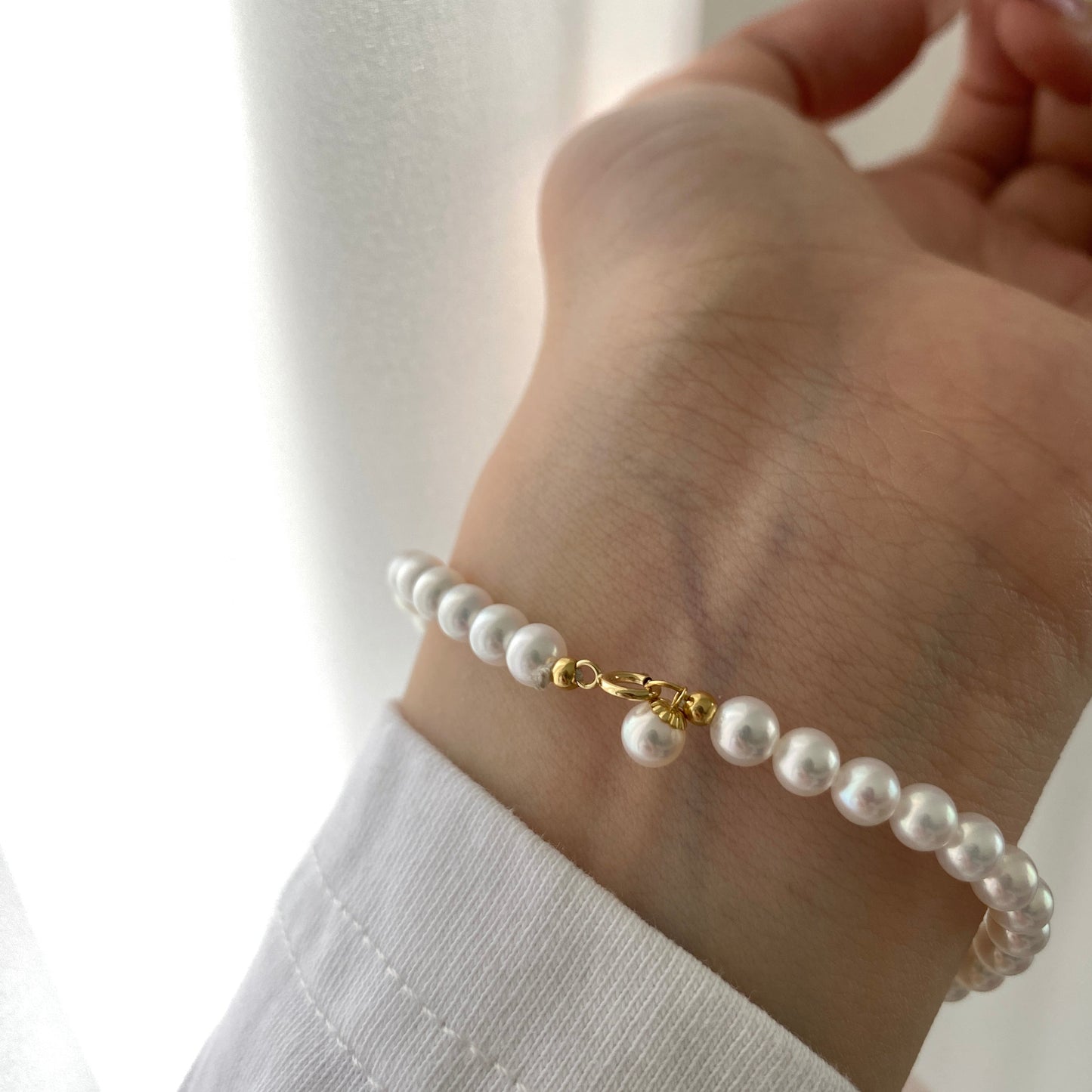18K Gold Light Bulb Freshwater Pearl Bracelet FB18K4550