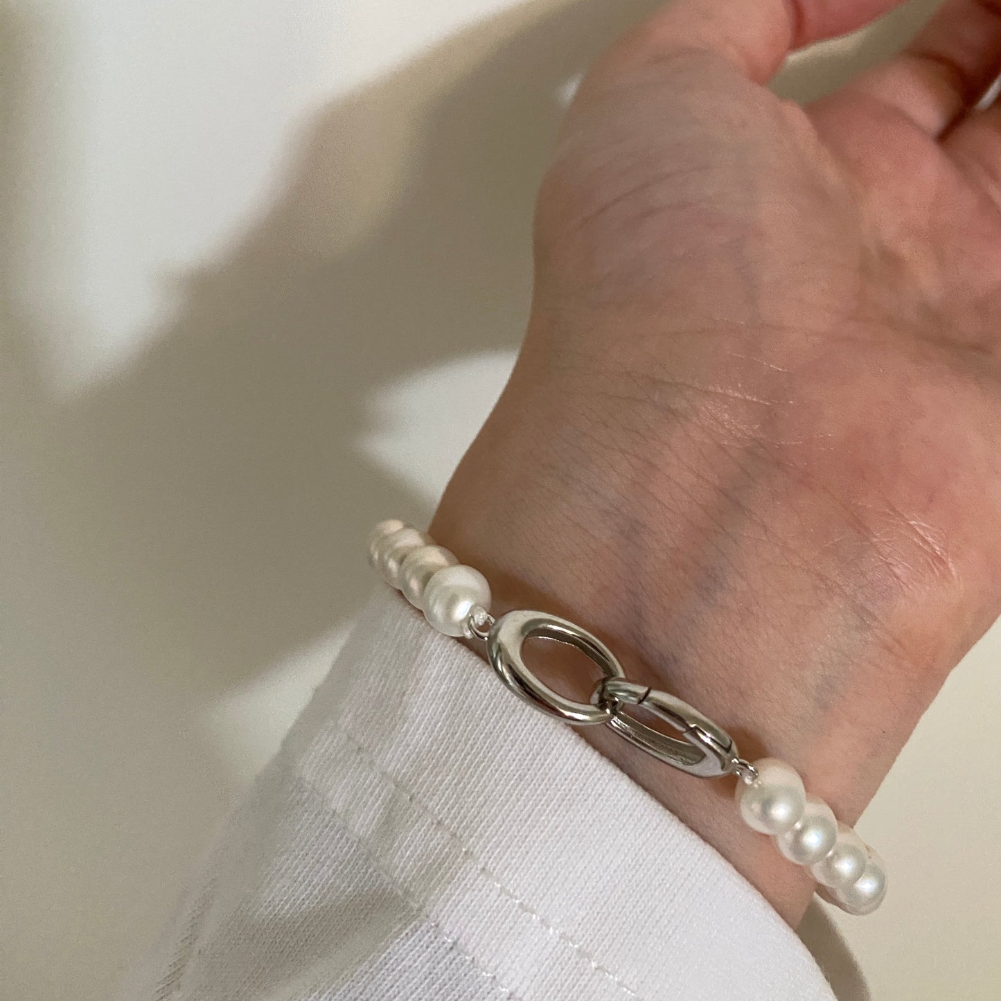 6.5mm Interlocking Circle Freshwater Pearl Bracelet FBS6500