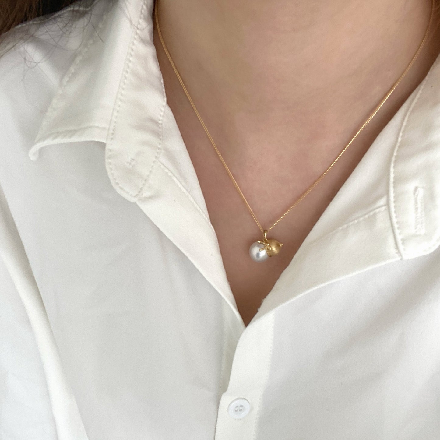 18K Gold Gourd Shaped Australian South Sea Pearl Necklace PESN18K1100