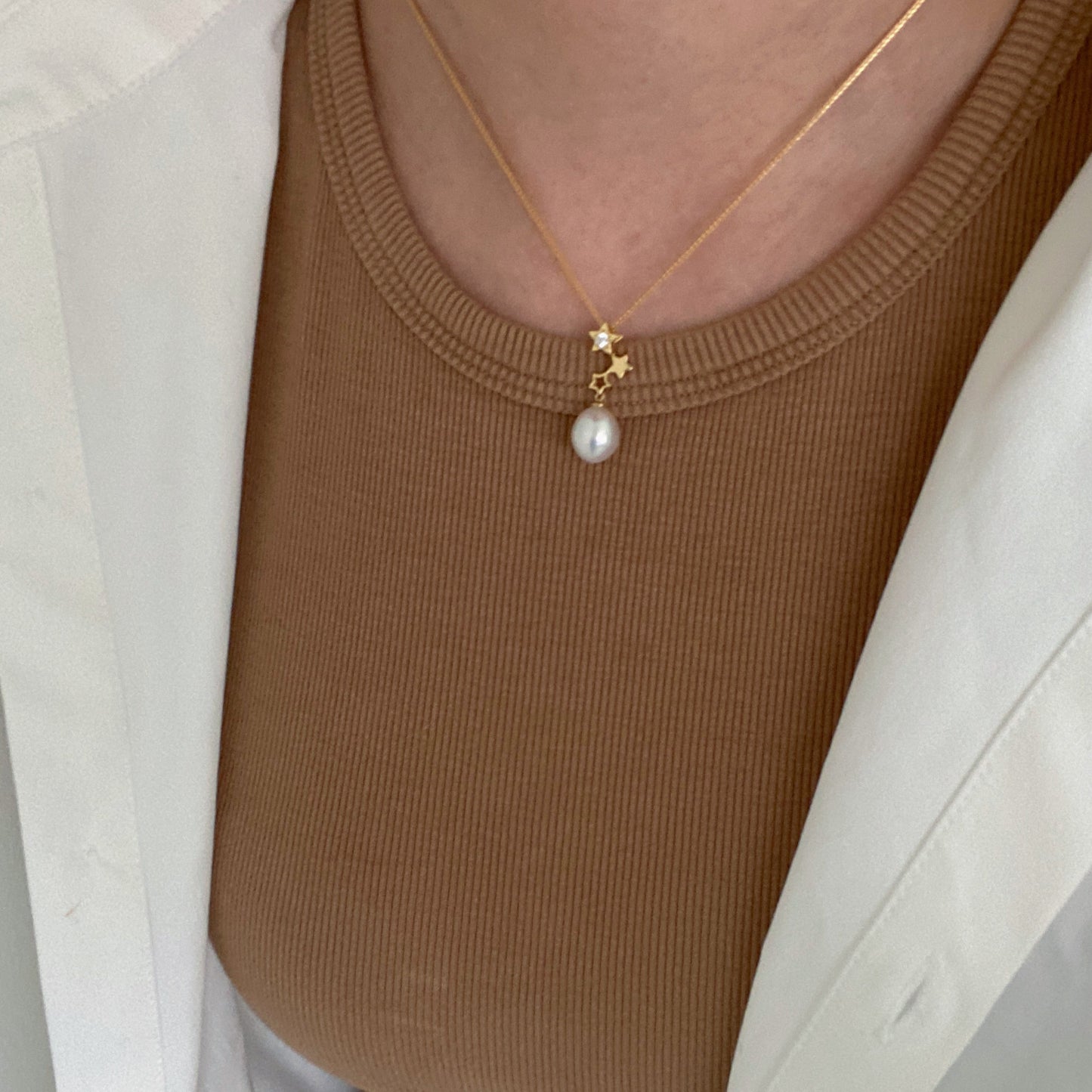 18K Gold Aurora Star Australian South Sea Pearl Necklace PESN18KZ1011