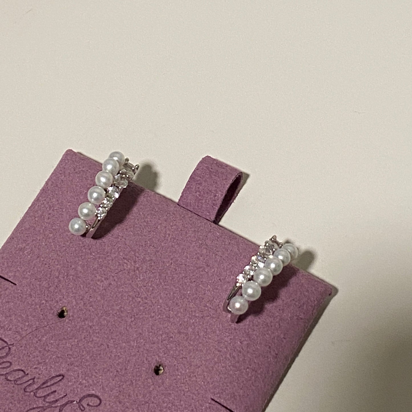 Double Row Zircon Freshwater Pearl Earrings FESZ3500