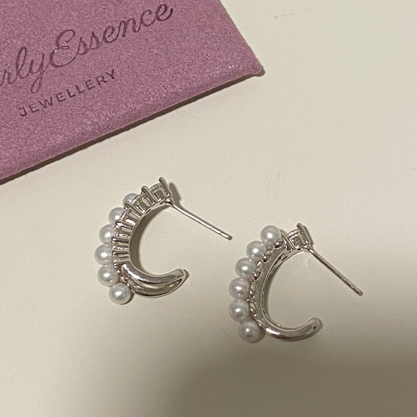 Double Row Zircon Freshwater Pearl Earrings FESZ3500
