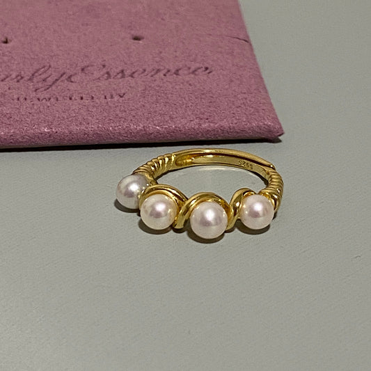 Multi-Pearl Twisted Band Ring FRSG0455