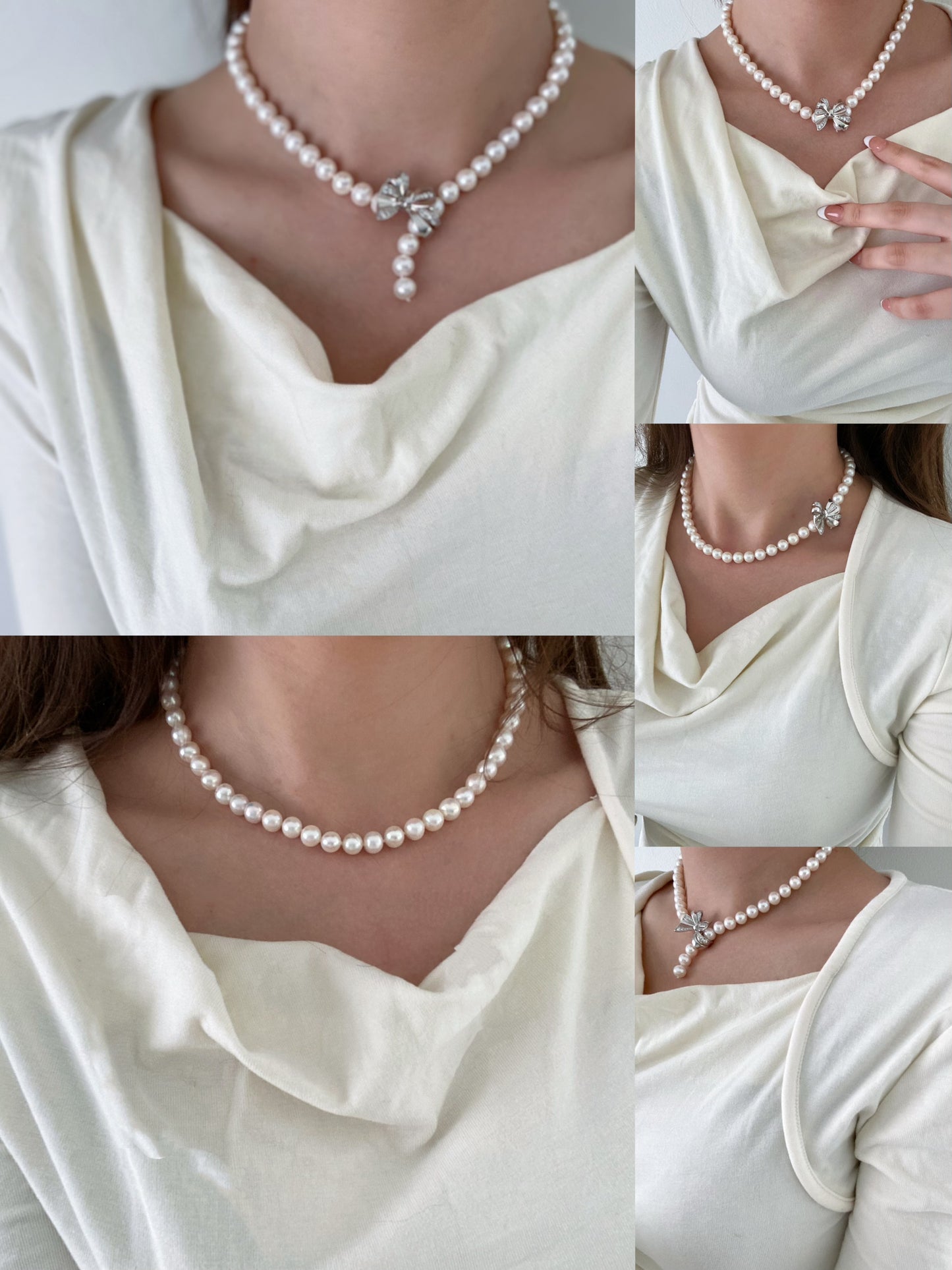 (Pre-order) 7.5-8mm Bow Freshwater Pearl Necklace FNS7580