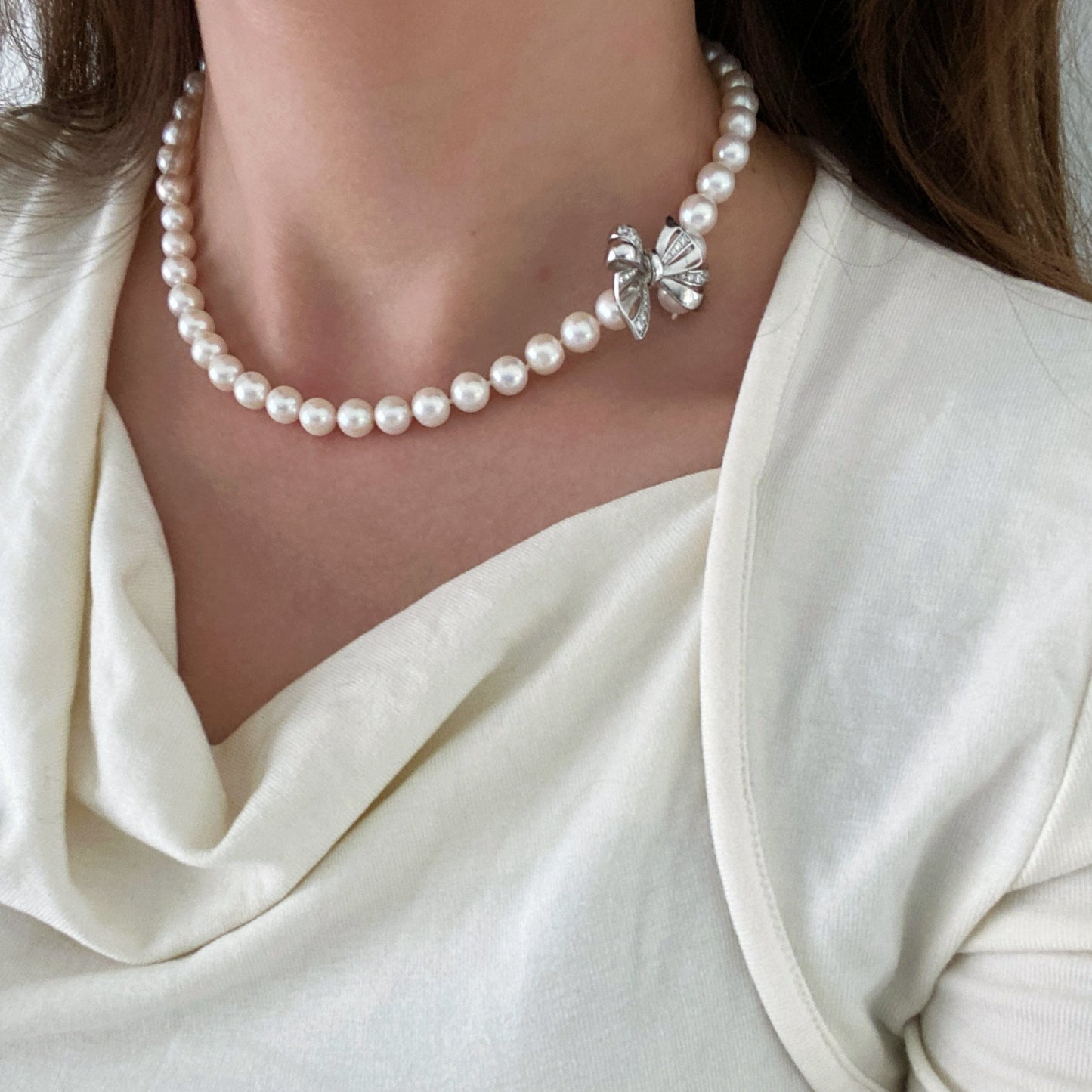 (Pre-order) 7.5-8mm Bow Freshwater Pearl Necklace FNS7580