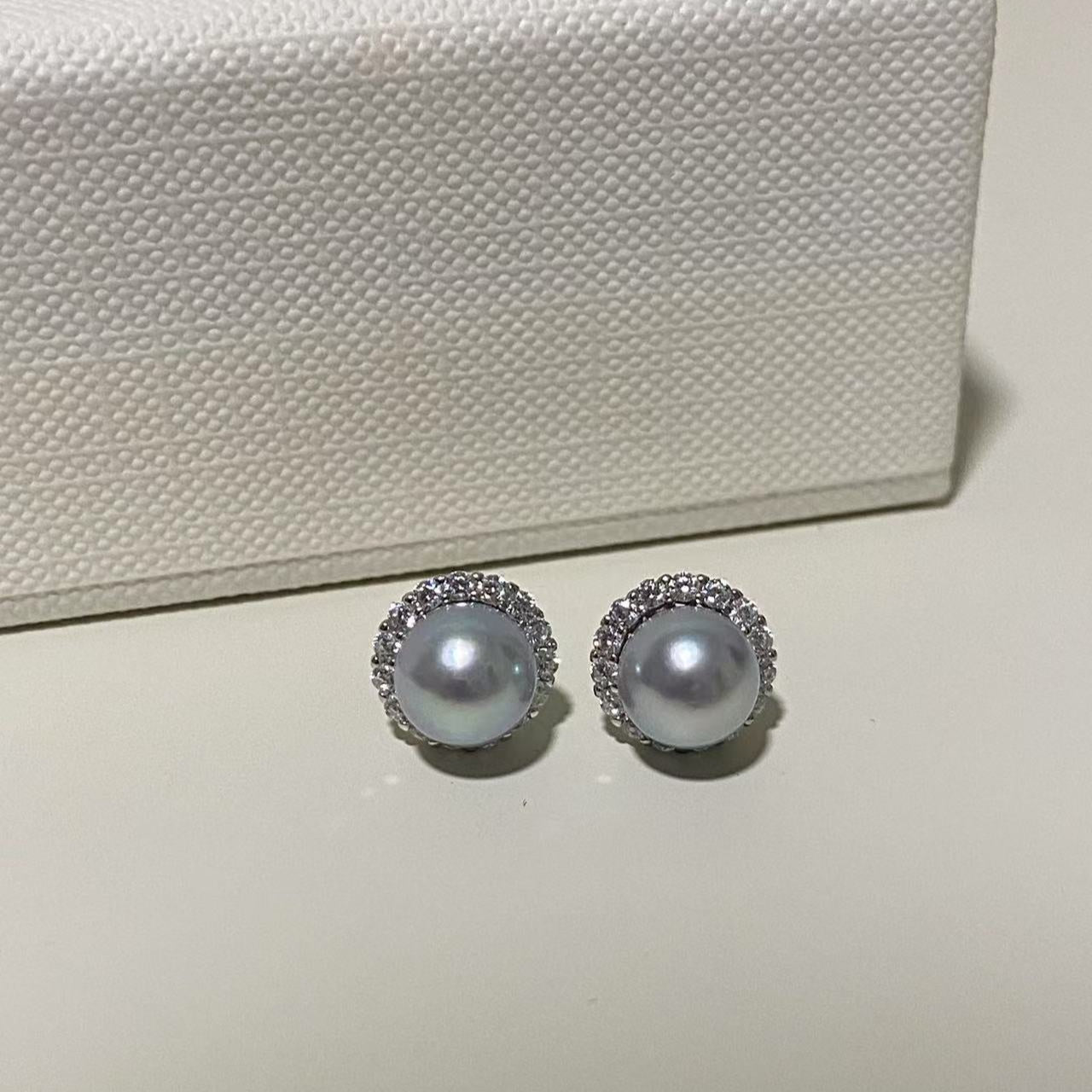 7-8mm Sunflower Akoya Grey Pearl Earrings AES0708