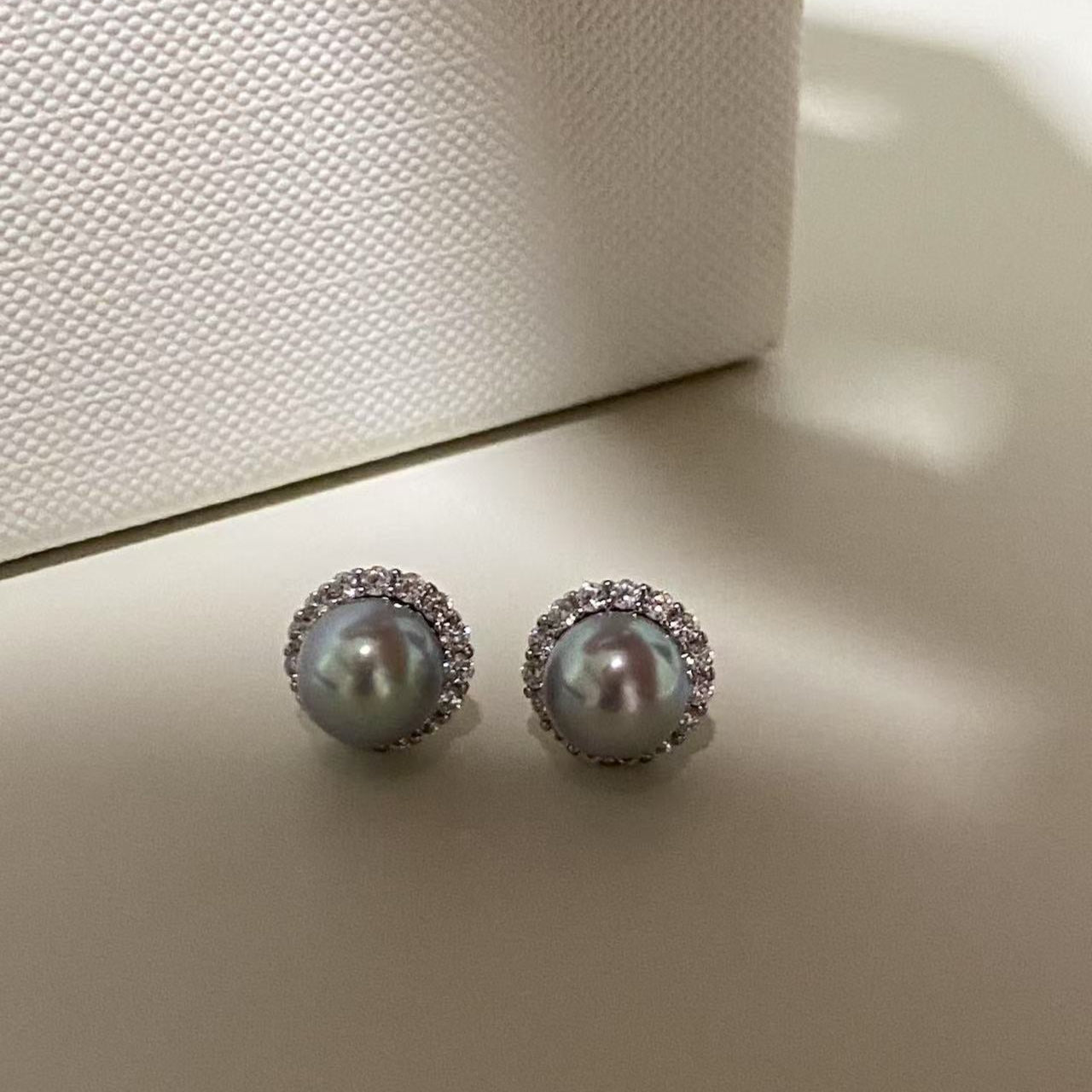 7-8mm Sunflower Akoya Grey Pearl Earrings AES0708