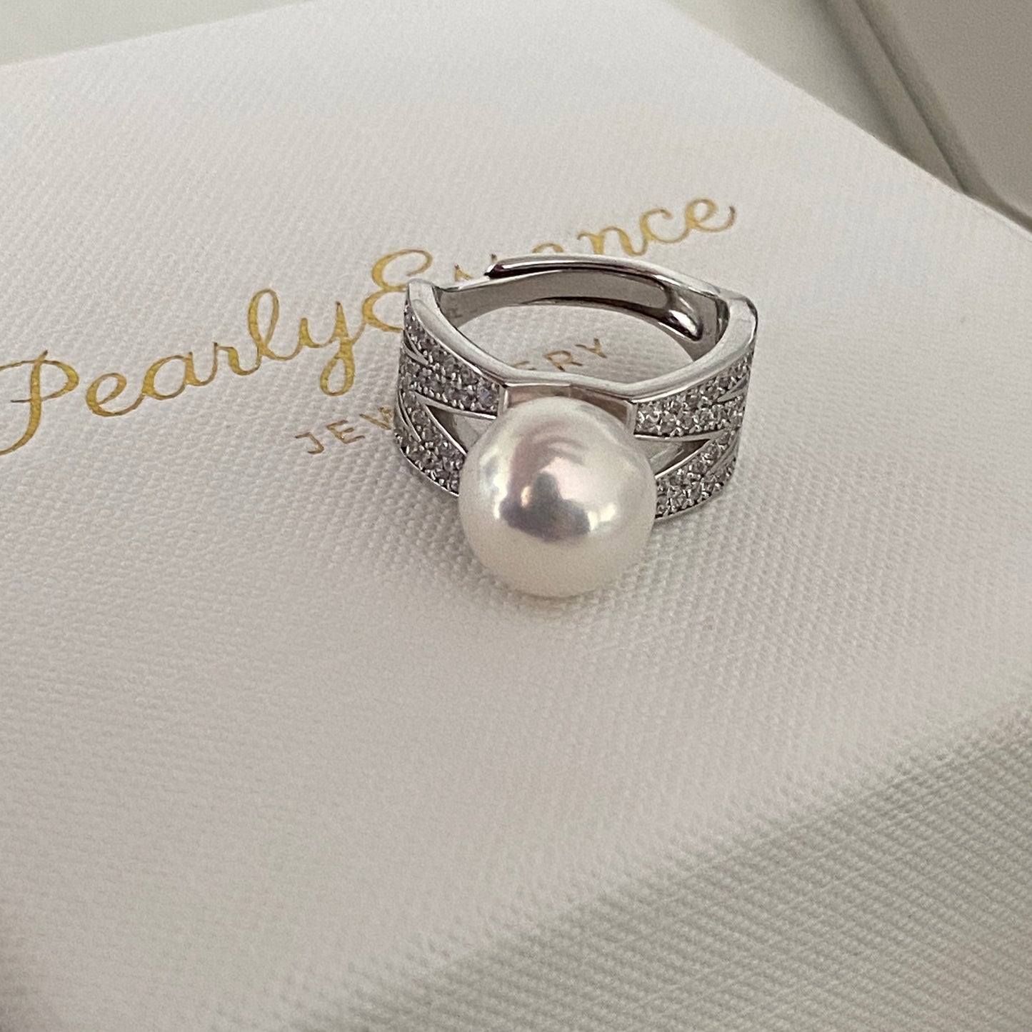 M Shape Aurora Freshwater Pearl Ring FRS1095