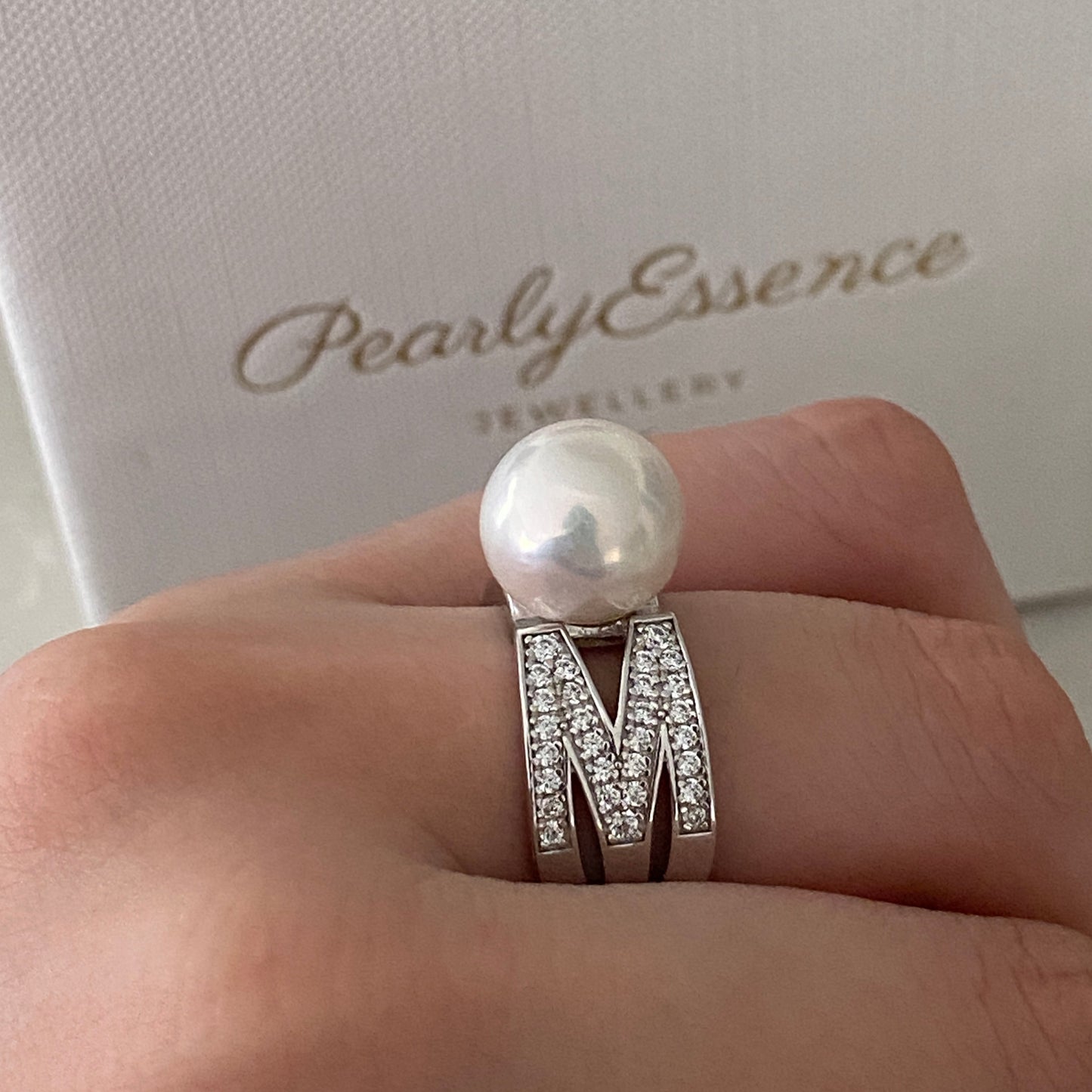 M Shape Aurora Freshwater Pearl Ring FRS1095