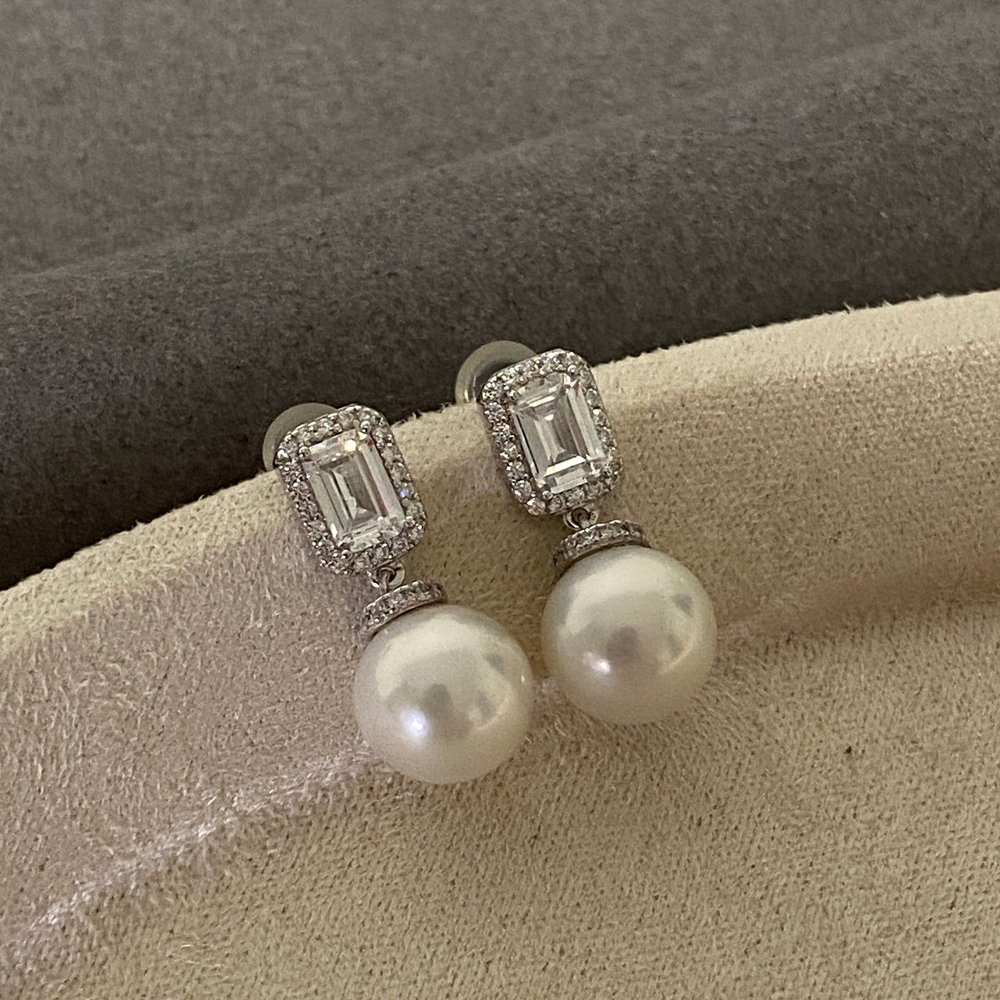 10mm Sugar Cube Freshwater Pearl Earrings